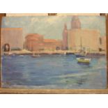 Cecil Carey ST RAPHAEL, THE HARBOUR Signed oil on board, dated '58, inscribed verso, 30.5 x 45cm,