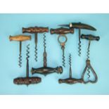 A collection of vintage corkscrews, (9).