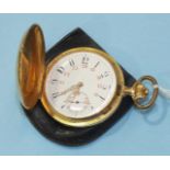 A gentleman's gold-plated hunter-cased keyless pocket watch retailed by A La Gerbe D'Or, A Chapus,