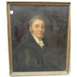 19th century English School PORTRAIT OF A GENTLEMAN WEARING A WHITE STOCK AND DARK JACKET Oil on