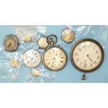 A steel-cased dashboard clock, 65mm diameter, a steel-cased keyless pocket watch, a Rotary steel-