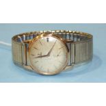 Omega, a gents 18ct-gold-cased wrist watch, c1958, the gilt dial with baton numerals and seconds