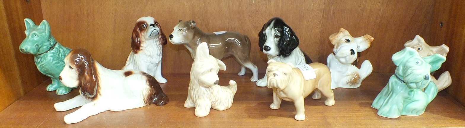 A collection of ten SylvaC dog ornaments: bulldog 155, terrier 73, Scottie 1205, spaniel 18, three
