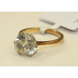 A 9ct gold and platinum ring set white zircon, size L, 2.8g.