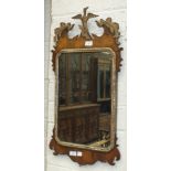 A Georgian style parcel gilt wall mirror, 80 x 40cm.