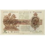 A first Fisher issue £1 Treasury note, W/50, no.474567.