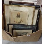 After Archibald Stuart-Wortley W G Grace, a monochrome print, 30.5 x 24cm and other paintings.