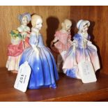 Four Royal Doulton figurines, 'Mane' HN1370, 12.5cm, 'Dinky Do' HN1678, 11.5cm, 'Cissie' HN1809,