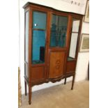 An Edwardian inlaid mahogany glazed display cabinet on square legs and spade feet, 118cm wide, 173cm