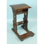 A 19th century oak prayer lectern with folding kneeling stool, stamped 'S Pauling', 41cm wide,