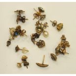 A quantity of 9ct gold and other ear studs.