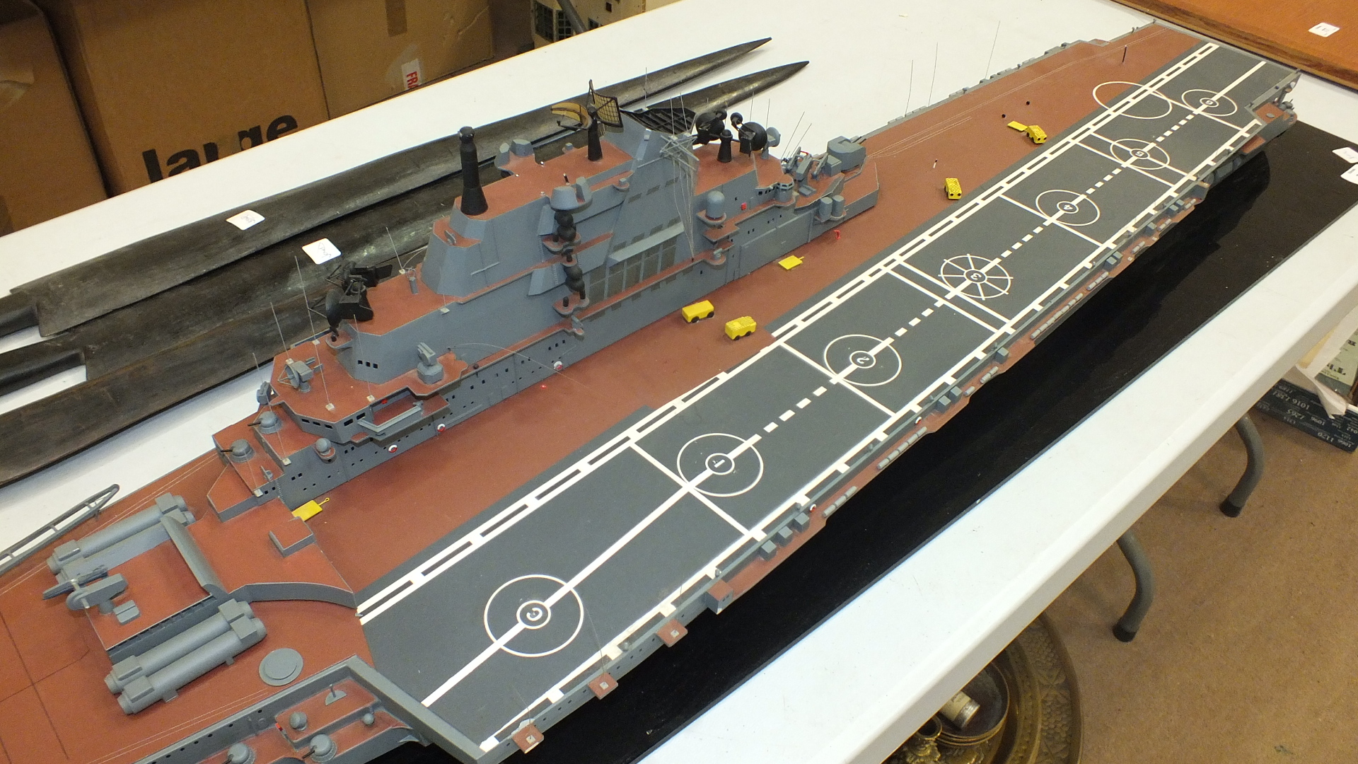 A scale model of the Soviet aircraft carrier "Kiev" built by Norman Hill, 142cm long, with maker's - Image 3 of 3