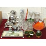 A collection of various glassware, a Heatmaster tea service, (a/f) and miscellaneous items.