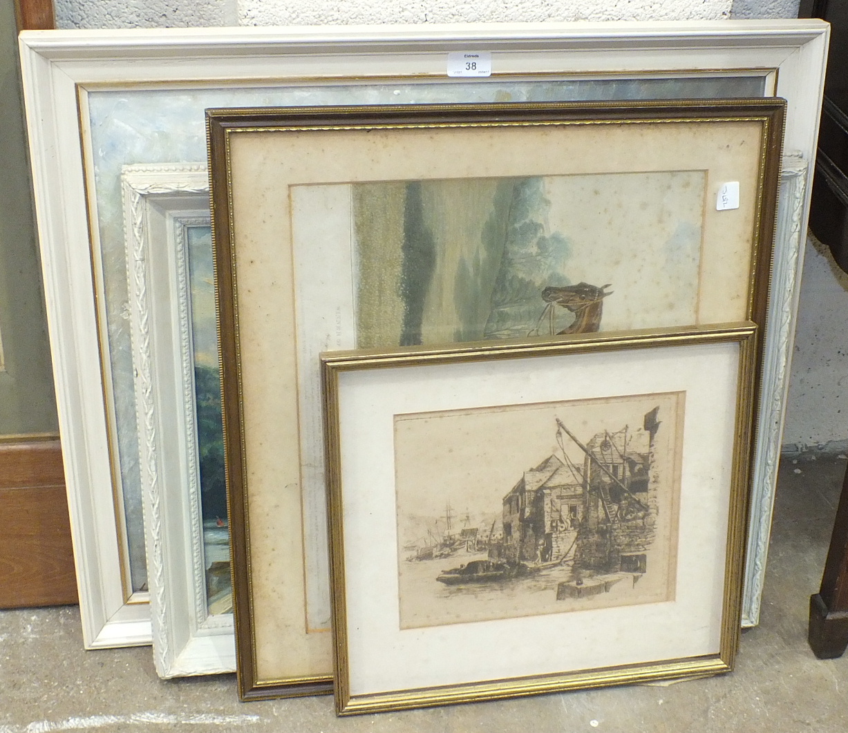 A pair of gilt oval picture frames, 44 x 39cm, various pictures and prints. - Image 3 of 3