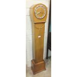 A Smith's oak-cased striking grandmother clock, 133cm high.