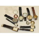 A collection of thirteen wrist watches and fob watches including watches by Accurist, Ingersoll