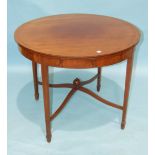 An Edwardian mahogany circular occasional table, the cross-banded inlaid top on square tapered