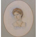 Henry John Stock (1853-1930) STUDY OF A YOUNG WOMAN WEARING A LOCKET Watercolour, signed with
