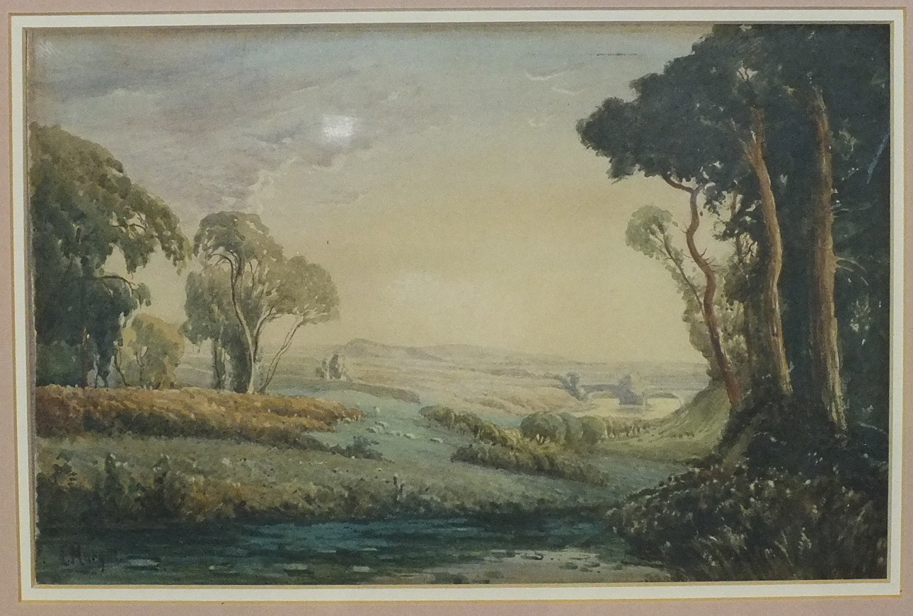 Edward Hargitt (1835-1895) WOODED VALE WITH RIVER BELOW Signed watercolour, 20 x 30cm, also 19th - Image 2 of 2