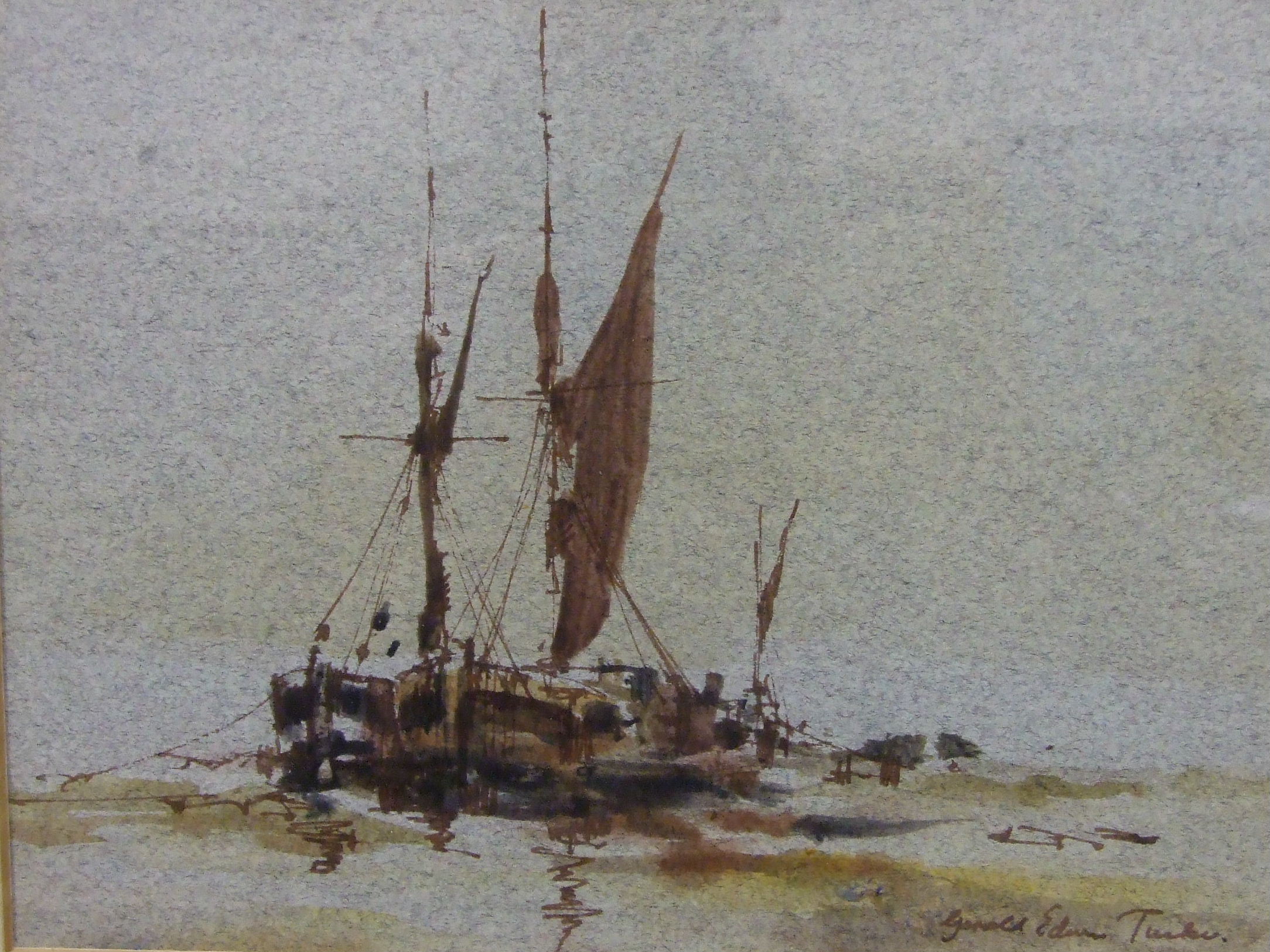 Gerald Edwin Tucker FISHING BOATS, MOORED Watercolour, signed, 15 x 20cm and four other works by the - Image 4 of 4