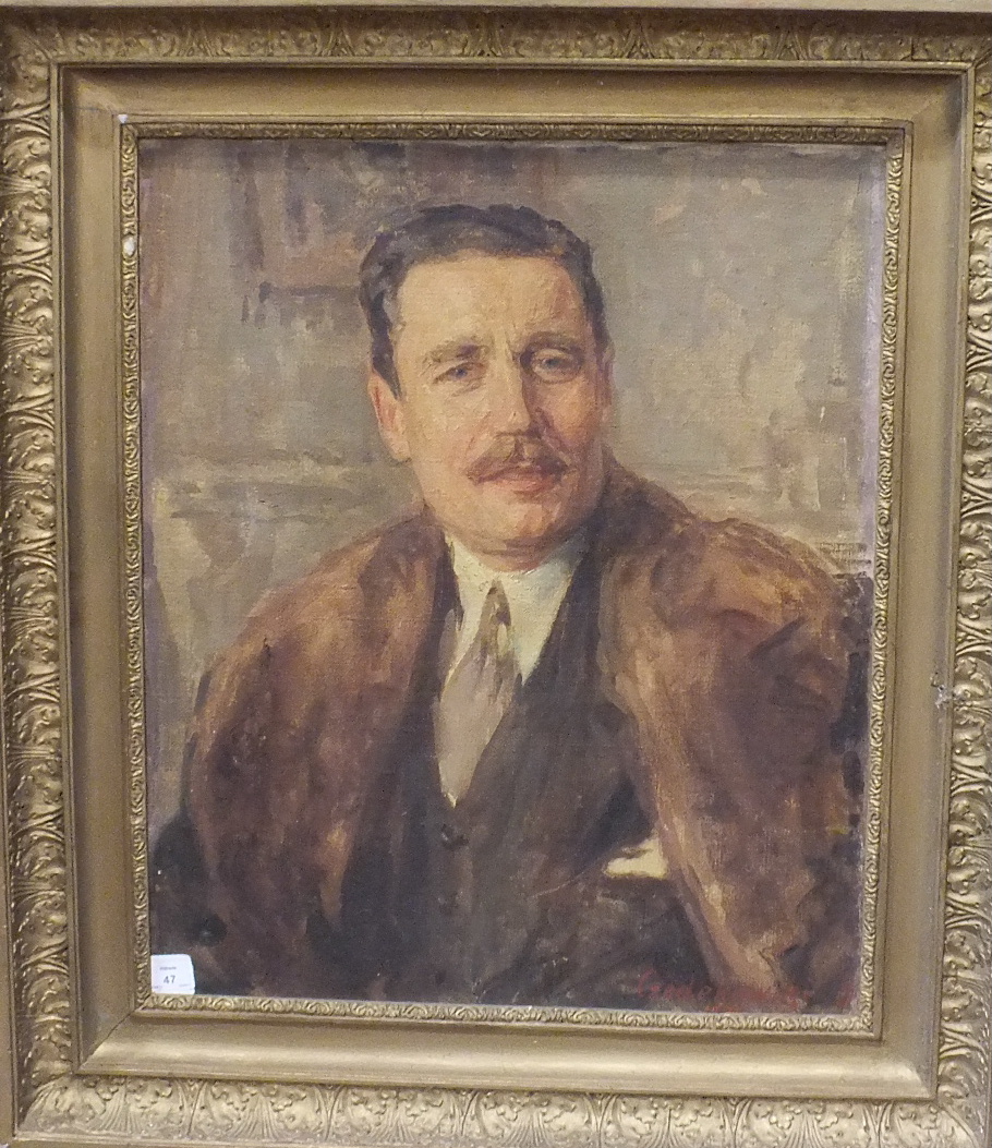 •Boleslaw Jan Czedekowski (1885-1969) PORTRAIT OF A GENTLEMAN WITH A MOUSTACHE AND COAT