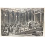 After Edward J Poynter THE VISIT OF THE QUEEN OF SHEBA TO KING SOLOMON, Framed black and white