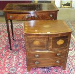 A mahogany bow-fronted side table fitted with two frieze drawers, on reeded tapered legs, 92cm wide,