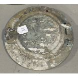 A small glazed bronze porthole, 30cm diameter and other parts of portholes.
