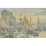 William Gibbons (Late-19th century) PLYMOUTH BARBICAN, WAITING FOR THE CATCH Signed watercolour,