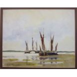 Gerald Edwin Tucker FISHING BOATS, MOORED Watercolour, signed, 15 x 20cm and four other works by the