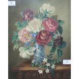Waller (Possibly Lucy Waller, fl. late-19th century) STILL LIFE, A VASE OF ROSES, OTHER FLOWERS