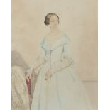 Frederic Bernard? MARY LOUISE TOZER, THREE-QUARTER LENGTH PORTRAIT Signed watercolour, dated 1844,