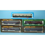 Mainline, three LMS 1st/3rd class coaches, another, similar, by Replic Railways and one other coach,