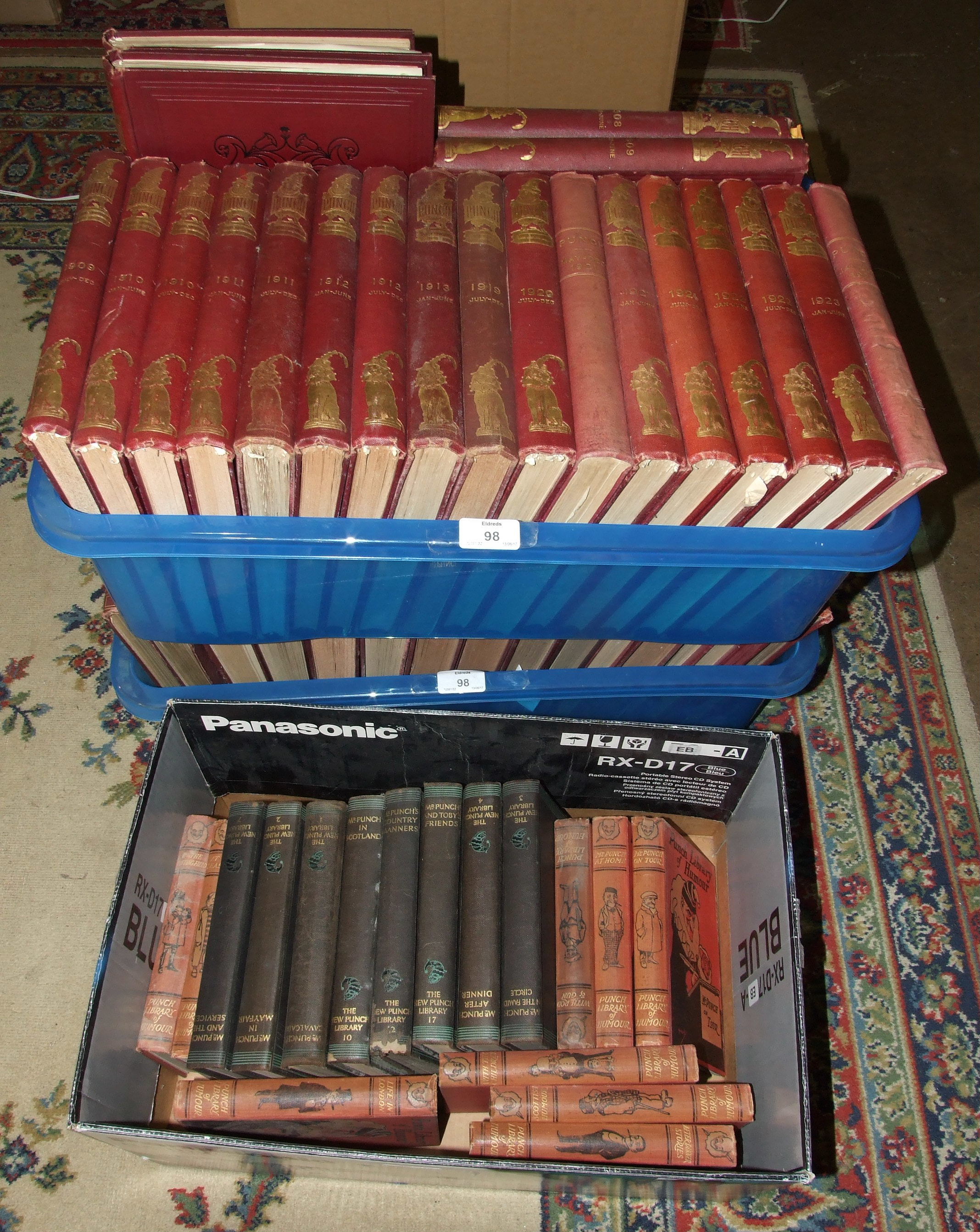 Punch, or The London Charivari, 1907-1929, 34 vols, not a run, some duplicates, many plates removed,