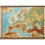 A large school wall map of Europe by Relief-Technik, 150 x 215cm.