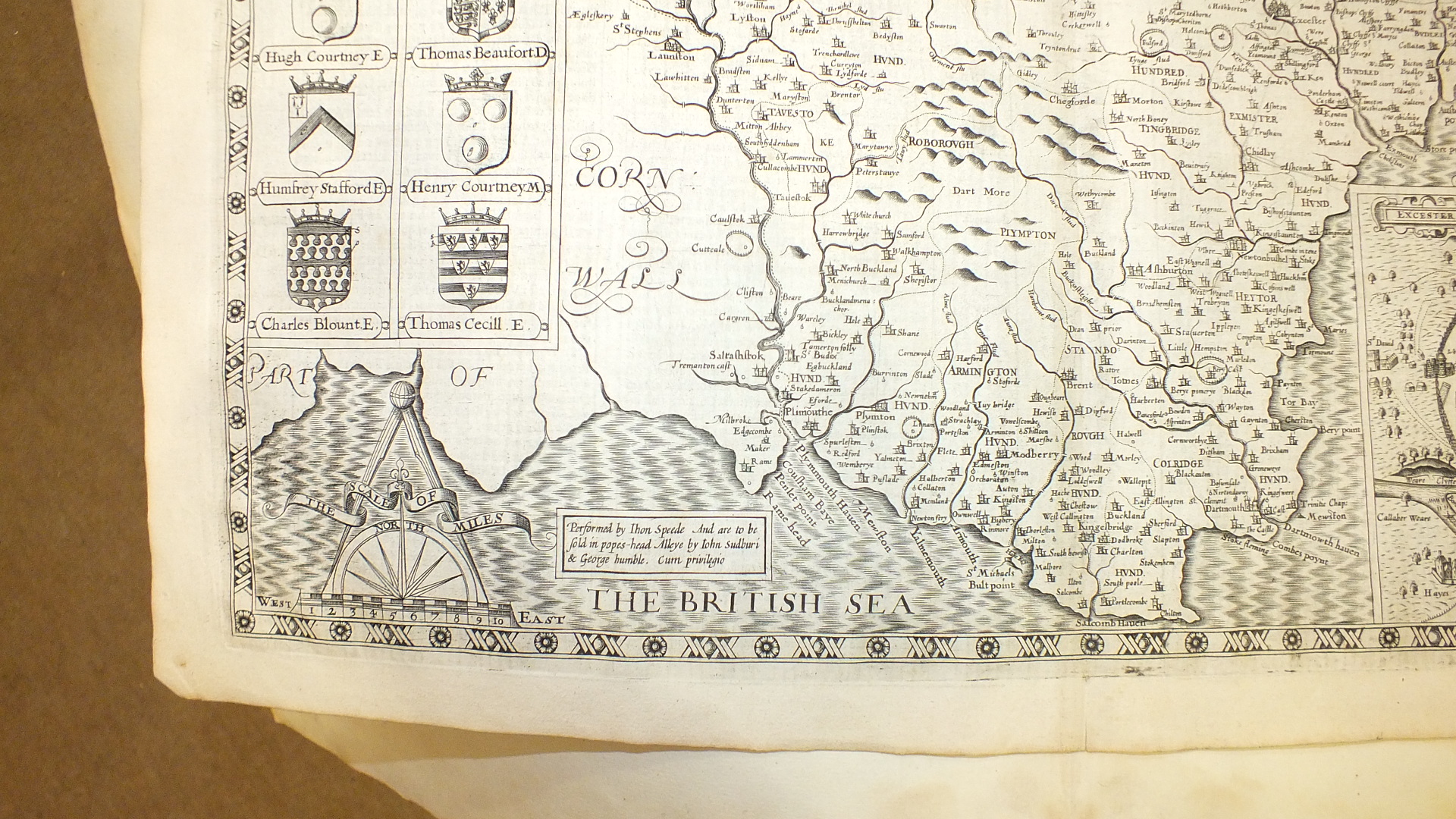 Two 18th century unframed hand-coloured maps of Devonia, together with coats of arms and Royal - Image 15 of 27