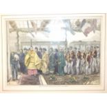 Approximately thirty unframed mounted coloured engravings depicting views and customs in India, Hong
