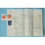 A Victorian Army Officer's Commission for Colonel John Gaddes, signed by Queen Victoria and Sir