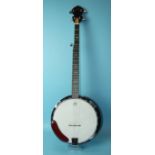 A Hondo II five-string banjo, model HB55G, with soft case and original box, as new.