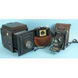 A No.1 Autographic Kodak Jur folding camera, a leather-covered ¼-plate camera with Westminster