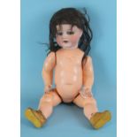 Armand Marseille/Heubach Koppelsdorf, a 996 bisque head doll with sleeping blue eyes, open mouth and