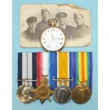 A George V Distinguished Service Medal group awarded to F4200 J Smith CPO Mechn 2 Gr RNAS 1917,