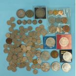 A George IV 1821 crown and a small collection of other British coinage.