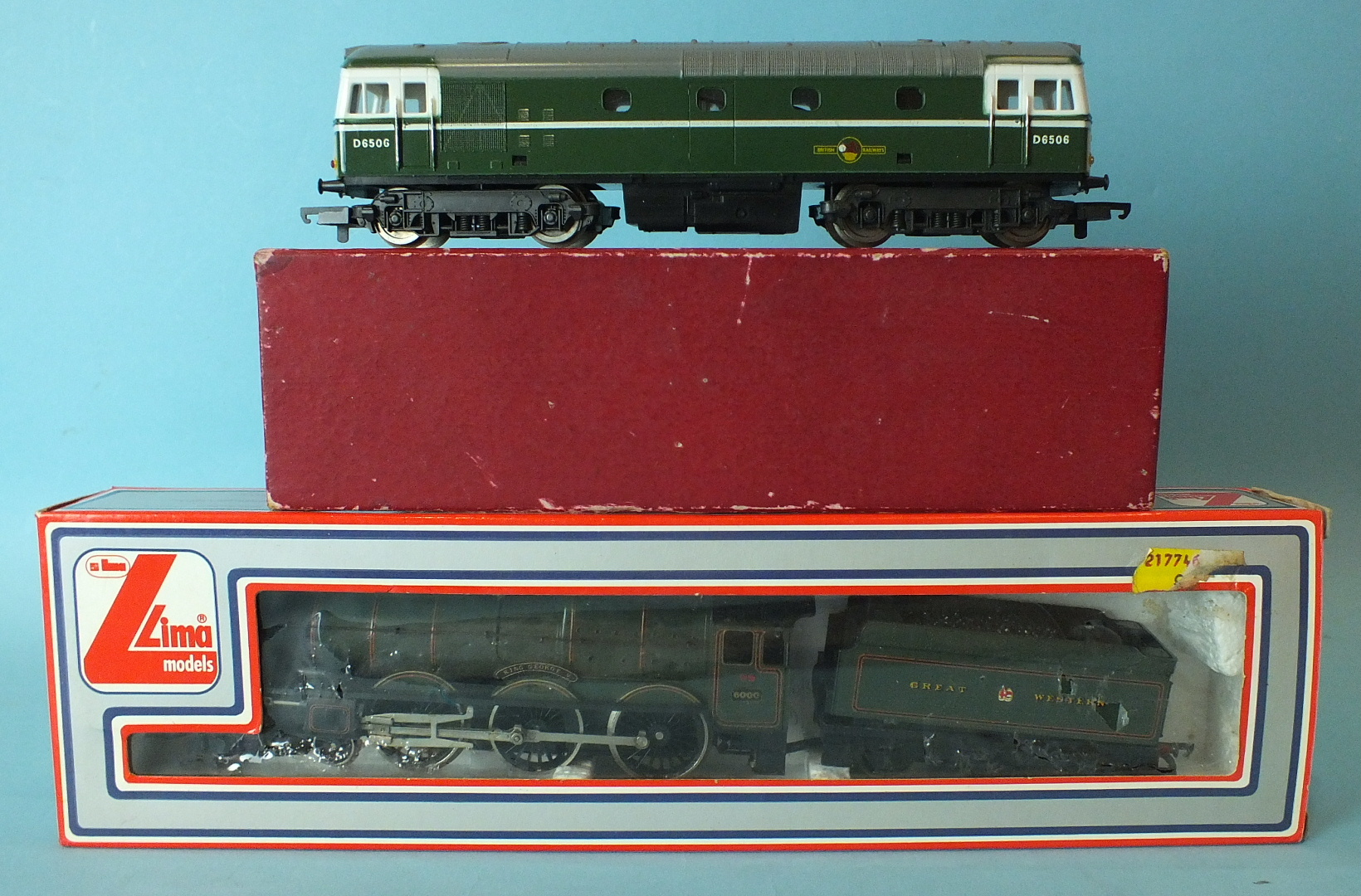 Lima, a GWR King Class 4-6-0 locomotive "King George" no.6000, boxed and a BR diesel locomotive no.