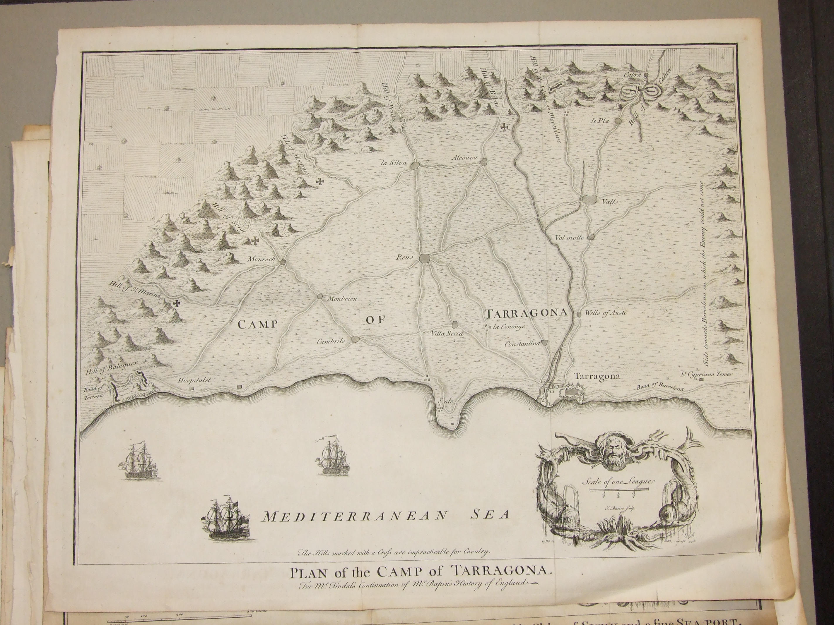 A folio containing approximately twenty-six mid-18th century unframed engraved maps of mainly - Image 5 of 6