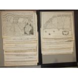 A folio containing approximately twenty-six mid-18th century unframed engraved maps of mainly