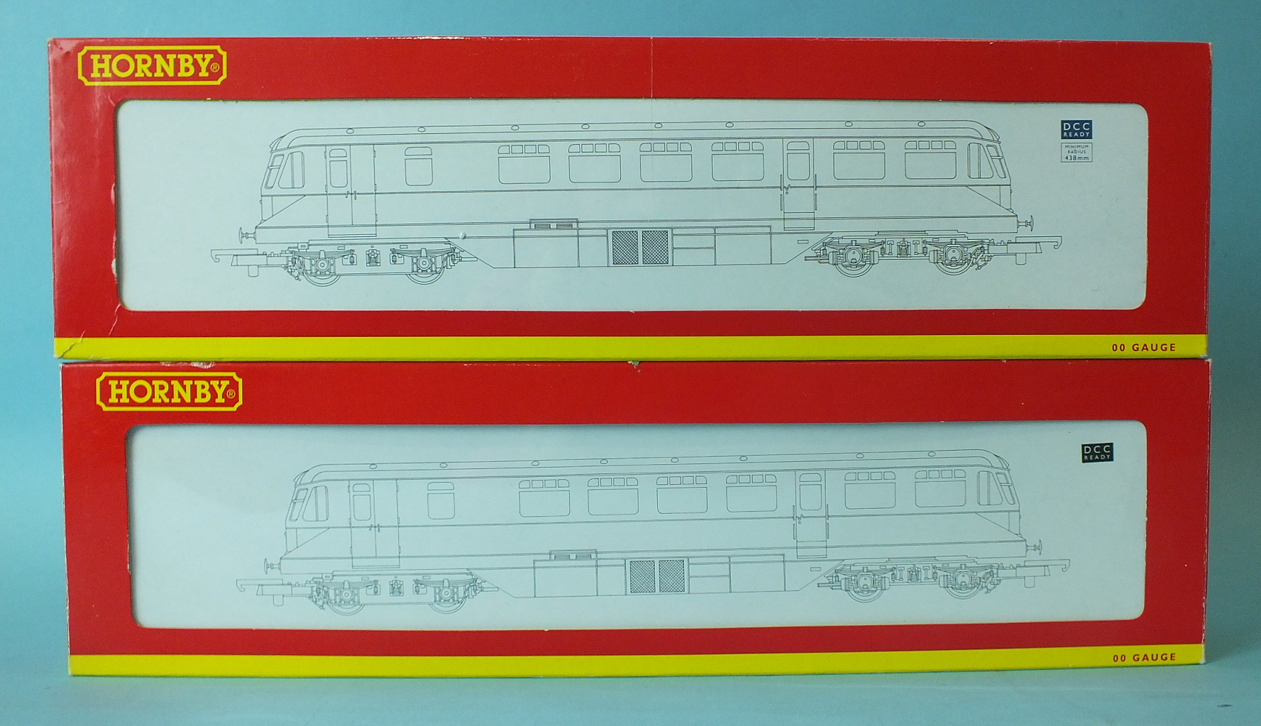 Hornby, two BR Diesel Railcars: R2653 W22W and R2669 W23W, both boxed, (2).