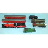 Bachmann, a Harry Potter Hogwarts Express and two coaches; Lima, Hornby, Triang, etc rolling