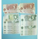 A collection of twenty-one Series 'C' Portrait Issue JB Page £1 notes, uncirculated, U81B 607091-95,