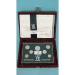 A Royal Mint 1996 United Kingdom Silver Anniversary Collection of seven coins with certificate of